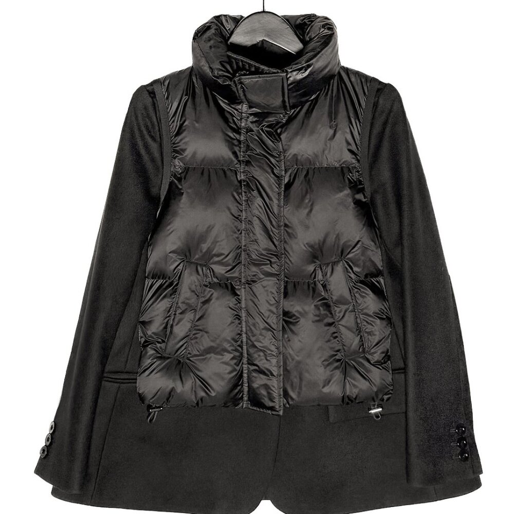 Sacai Black Wool Nylon Padded Jacket